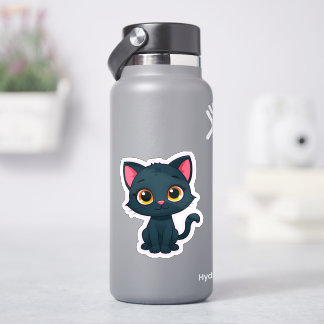 Adesivo de Gato Preto Fofo – Gatinho de Desenho Ka