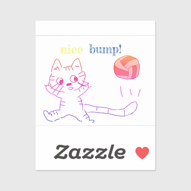 adesivo de gato vollayball2 (Folha)