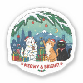 Adesivo de Gatos de Natal Fofo