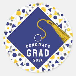 Adesivo de graduação redonda clássico 2025