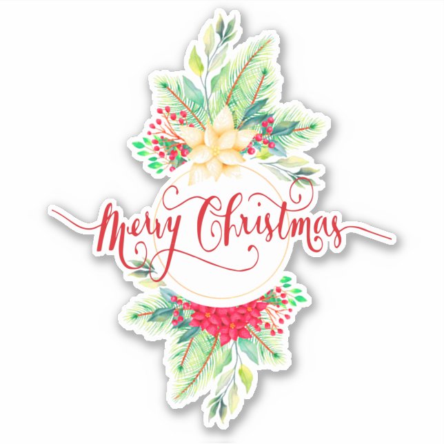 Adesivo de grinalda de Natal feliz (Frente)