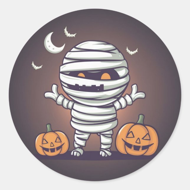 Adesivo de Halloween com Ilustração de Mamãe Bonit (Frente)