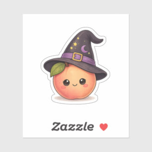 Adesivo de Halloween da Bruxa Kawaii Fofa Pêssego