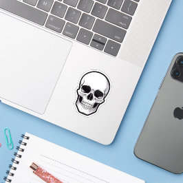 Adesivo de Halloween de Caveira Preto e Branco