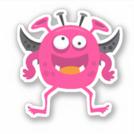 Adesivo de Halloween de Monstro Pequeno Rosa Fofo