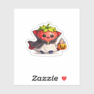Adesivo de Halloween de Morango Vampiro Fofo 