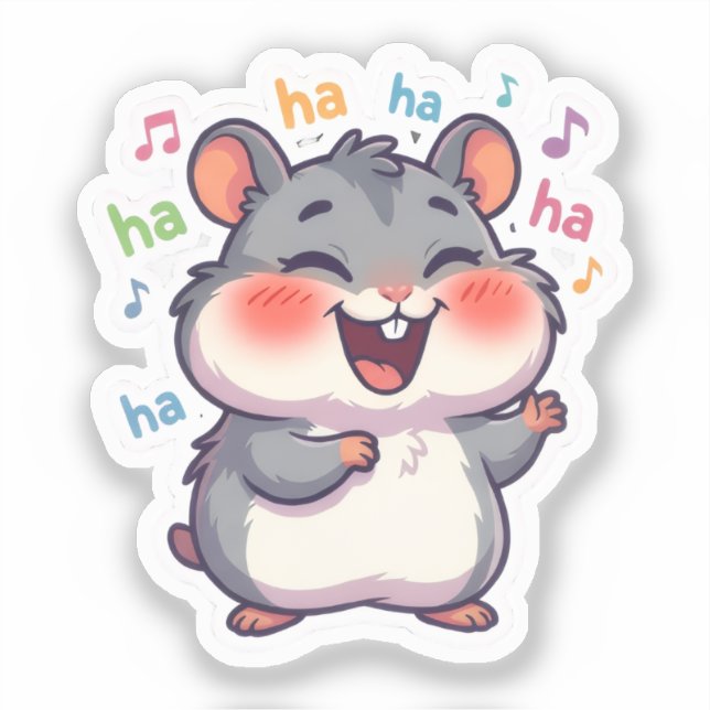 Adesivo de Hamster Risonho (Frente)