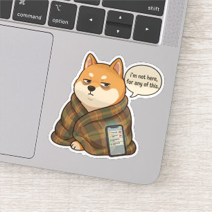 Adesivo de Humor de Shiba Inu Introvertido Socialm