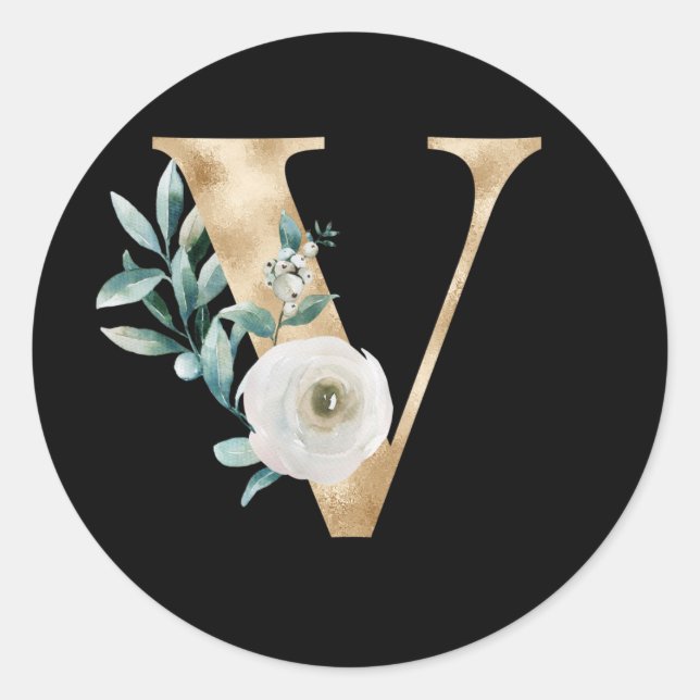 Adesivo de iniciais das férias de Inverno letra V (Frente)