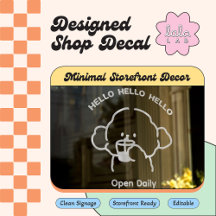 Adesivo de janela de boas-vindas fofo branco editá