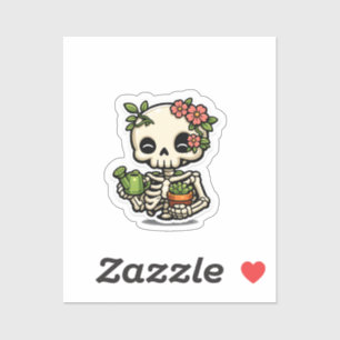 Adesivo de Jardineiro Esqueleto Floral Kawaii Fofo