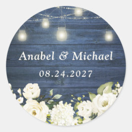 Adesivo de Jarro de Mason de Madeira Azul Rústica 