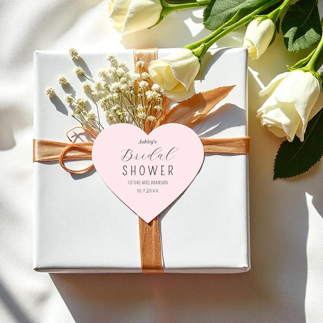 Adesivo de letra elegante para chá de noiva rosa (Criador carregado)