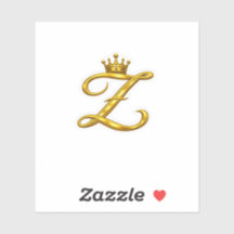 Adesivo de Letra Z Monograma Dourado de Luxo Coroa