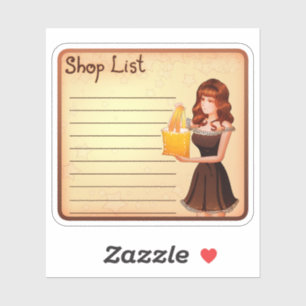 Adesivo de Lista de Compras Menina Vintage Planeja