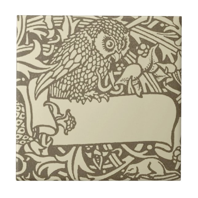 Adesivo de Livro de Coruja Vintage Artes e Ofícios (Frente)