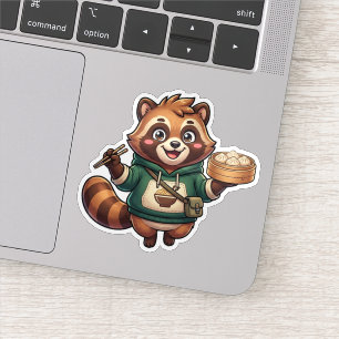 Adesivo de Mascote Comilona de Guaxinim Fofinho