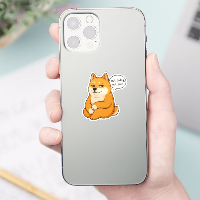 Adesivo de Meme de Cachorro Nunca Hoje (Telefone)