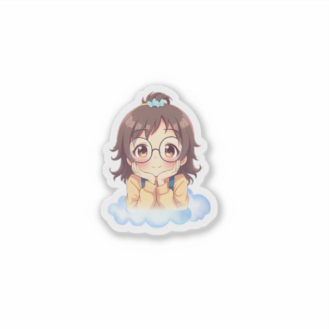 Adesivo de Menina Sonhadora Fofa e Kawaii com Esté (Frente)