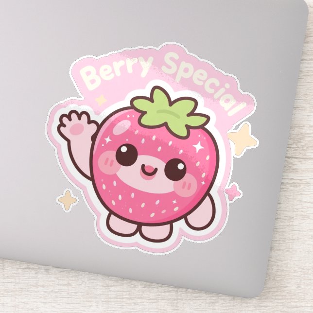 Adesivo de Morango Kawaii – Decoração para Laptop (Detalhe)