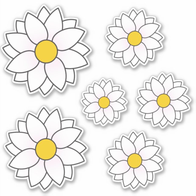 Adesivo de multitamanhos de margarida ilustrado (Frente)