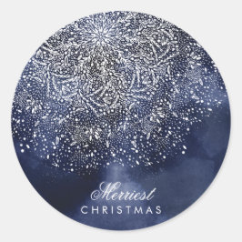 Adesivo de Natal com Floco de Neve Azul Personaliz