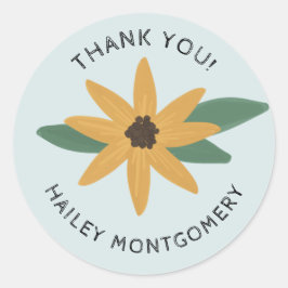 Adesivo de Nome de Girassol Rústico e Agradeciment