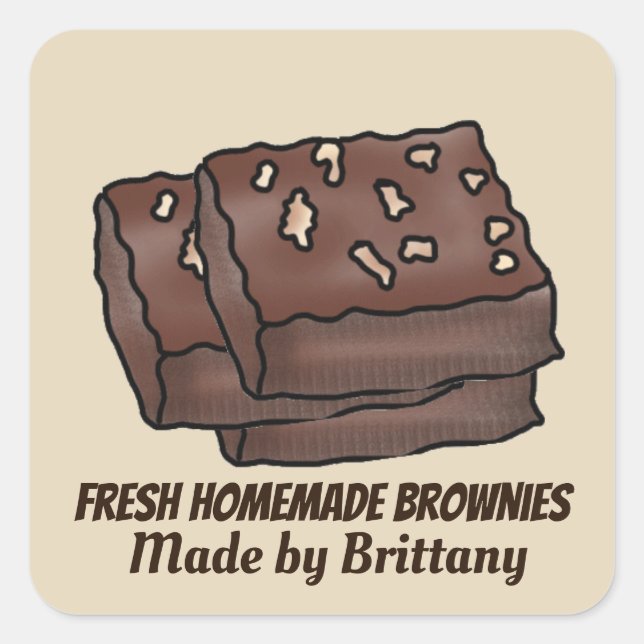 Adesivo de nome do sobrenome de brownies recém-fab (Frente)