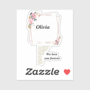 Adesivo de nome Olivia – Linha dourada de flores p