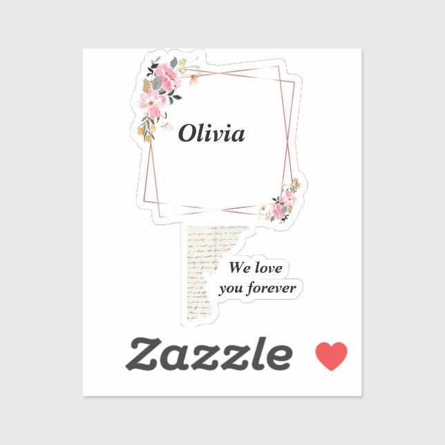 Adesivo de nome Olivia – Linha dourada de flores p (Folha)