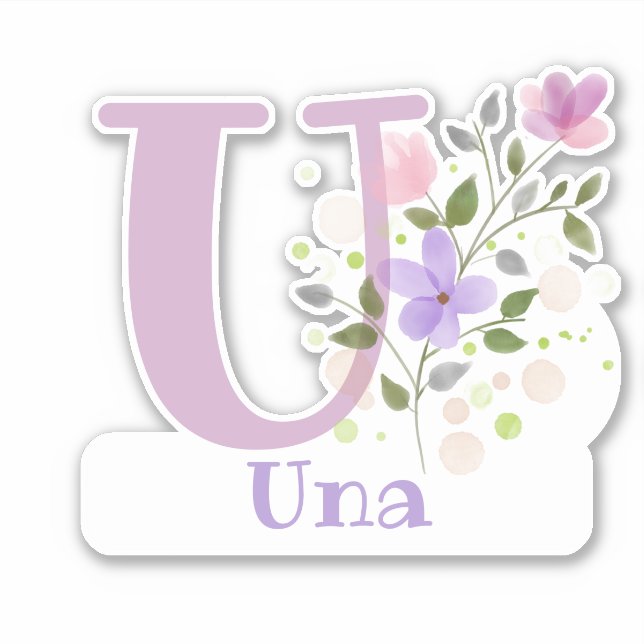 Adesivo de Nome Una com a Letra U Recortado (Frente)