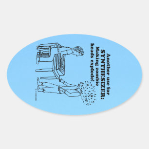 Adesivo de Oval Explosivo Zombie do Synthesizer