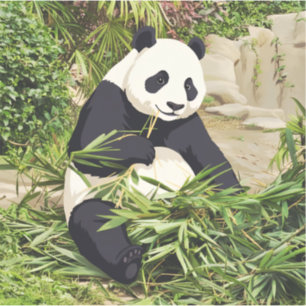 Adesivo de panda comendo bambu