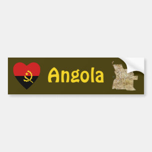 Adesivo de Para-choque Angola Bandeira Coração + M