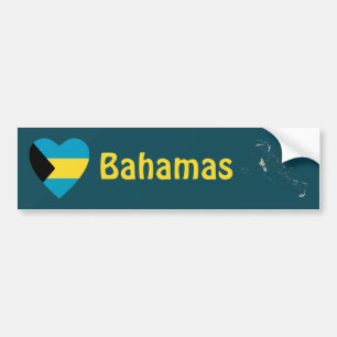 Adesivo de Para-choque Bahamas Bandeira Coração + 