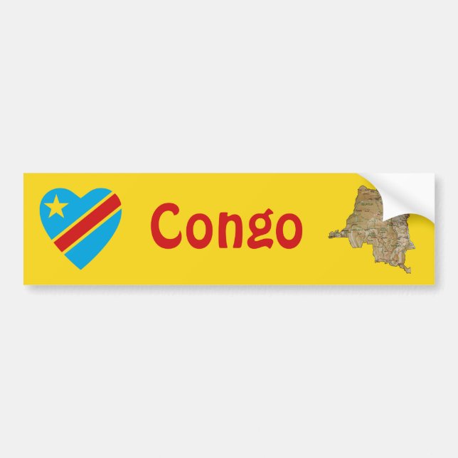 Adesivo de Para-choque Bandeira Coração + Mapa do  (Frente)