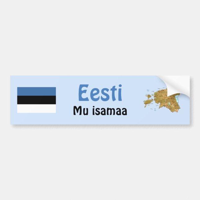 Adesivo de Para-choque Bandeira da Estônia + Mapa (Frente)