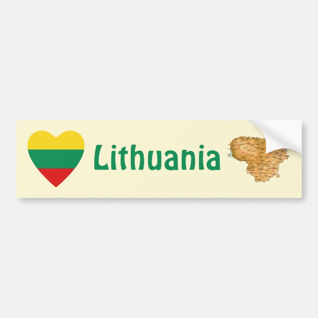 Adesivo de Para-choque Bandeira da Lituânia Coraçã (Frente)