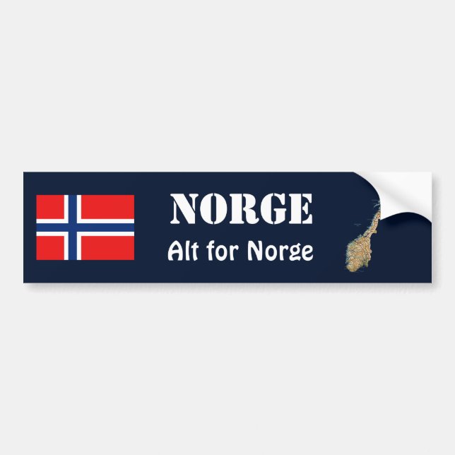 Adesivo de Para-choque Bandeira da Noruega + Mapa (Frente)