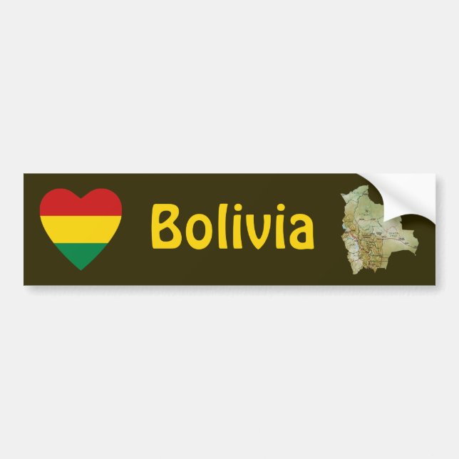 Adesivo de Para-choque Bandeira do coração + Mapa  (Frente)