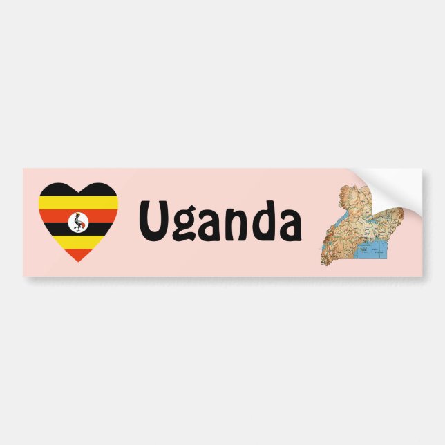 Adesivo de Para-choque Bandeira do Uganda Coração  (Frente)