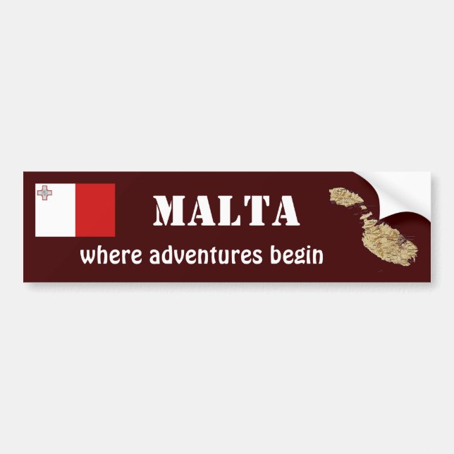 Adesivo de Para-choque Bandeira e Mapa de Malta (Frente)