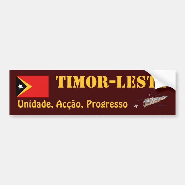 Adesivo de Para-choque Bandeira e Mapa de Timor-Le (Frente)
