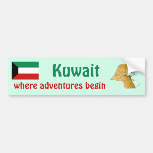 Adesivo de Para-choque Bandeira e Mapa do Kuwait