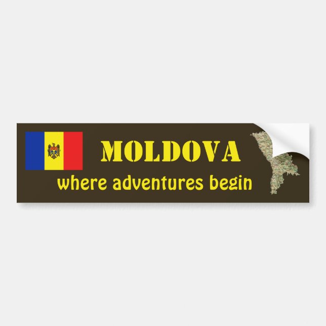 Adesivo de Para-choque Bandeira + Mapa da Moldávia (Frente)