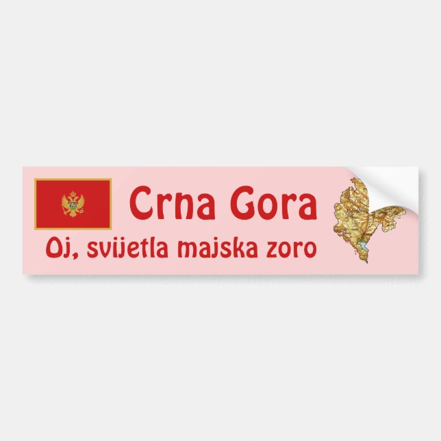Adesivo de Para-choque Bandeira + Mapa de Monteneg (Frente)