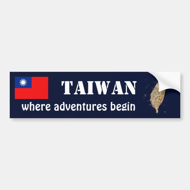 Adesivo de Para-choque Bandeira + Mapa de Taiwan (Frente)
