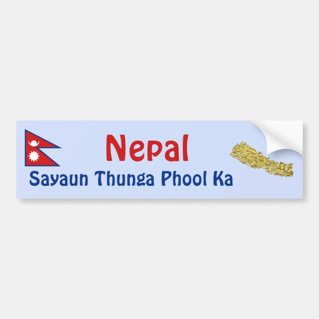 Adesivo de Para-choque Bandeira + Mapa do Nepal (Frente)