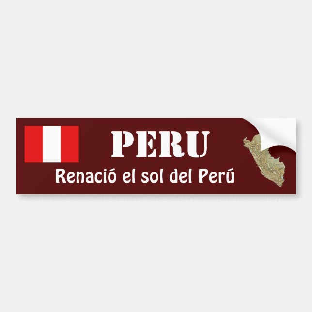 Adesivo de Para-choque Bandeira + Mapa do Peru (Frente)