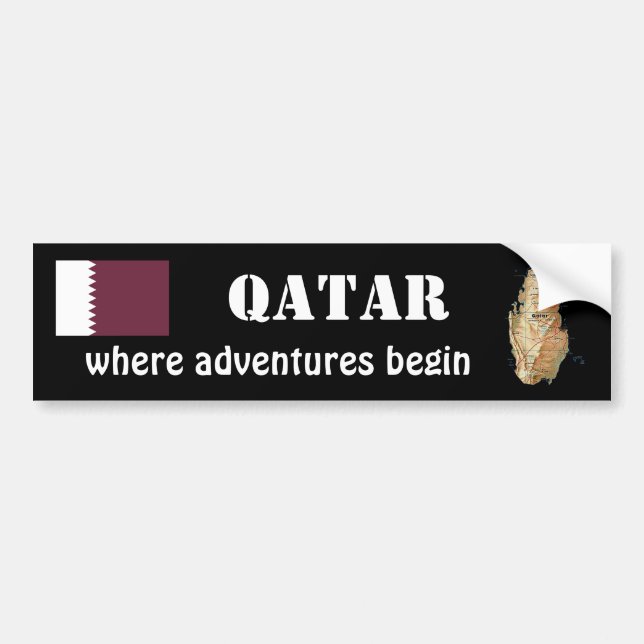 Adesivo de Para-choque Bandeira + Mapa do Qatar (Frente)